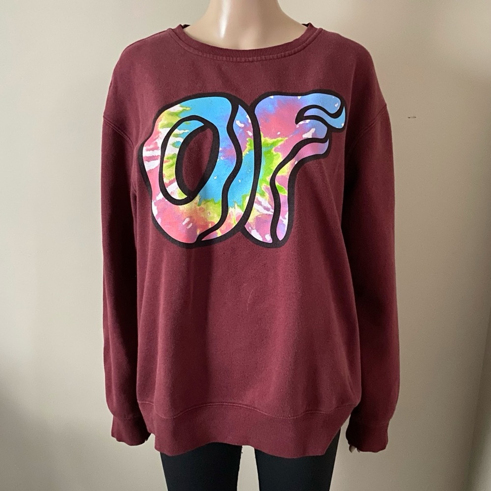 Odd Future Donuts Burgundy Crewneck Sweater, size XL